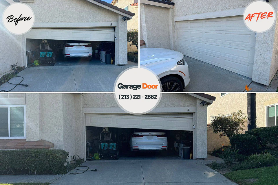 Before and after: garage door repair Danville, AR